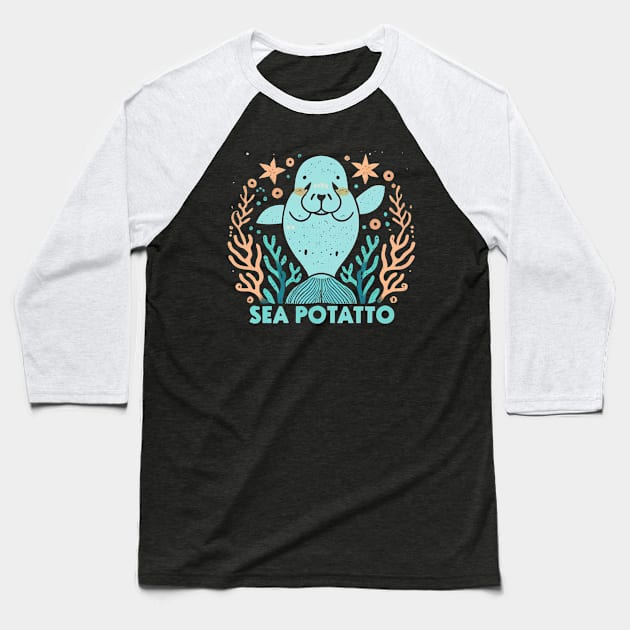 Floaty potato cute manatee animal lover Baseball T-Shirt by NomiCrafts